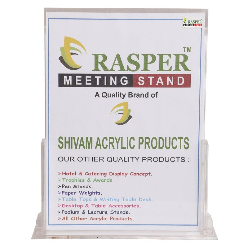 Rasper A5 Acrylic Display Stand Sign & Menu Card Holder Portrait Size Acrylic Meeting Stand Heavy Quality Appointment Stand Paper Holder Tent Card Holder (A5 Portrait, 8.5x6 Inches) - Image 2
