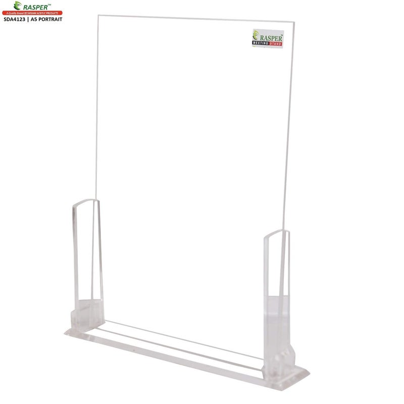 Rasper A5 Acrylic Display Stand Sign & Menu Card Holder Portrait Size Acrylic Meeting Stand Heavy Quality Appointment Stand Paper Holder Tent Card Holder (A5 Portrait, 8.5x6 Inches) - Image 3
