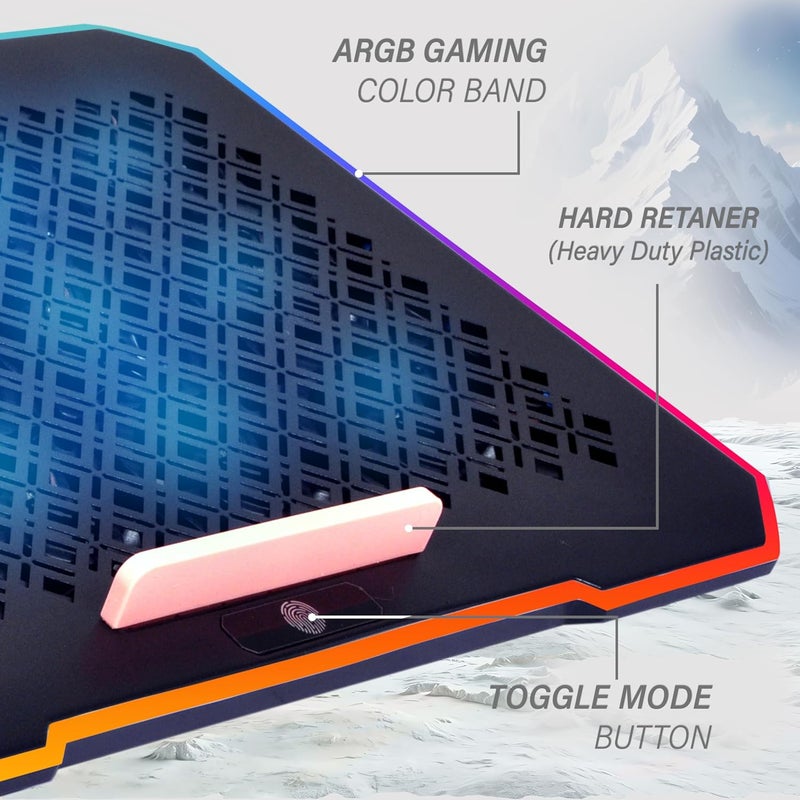 GEONIX Ergo 3 Gaming Laptop Cooling Stand with 10 RGB Lights, 12 Quiet Fans for 15.6-18 Inch Laptops, Smart Touch, 5 Stand Adjustable Point, PC Notebook Heat Dissipation (Black) - Image 4