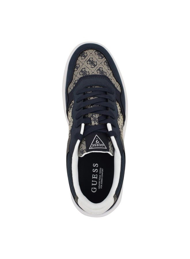 GUESS Men's Carmino Sneaker, Dark Blue Logo Multi 400, 45 EU - Image 5