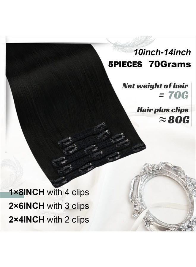 Moresoo Jet Black Clip in Hair Extensions Human Hair 10inch Short Hair Extensions Clip in Human Hair Black Hair Extensions for Women Clip in Extensions Real Hair Straight Natural 5Pieces 70Grams - Image 3