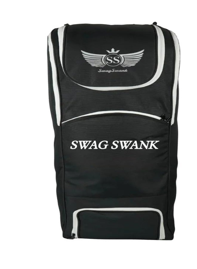 حقيبة أدوات الكريكيت من SWAGSWANK، سعة 45 لترًا، جيب مخصص للمضرب، أحزمة كتف قابلة للتعديل، بوليستر مقاوم للماء (أسود) - Image 2