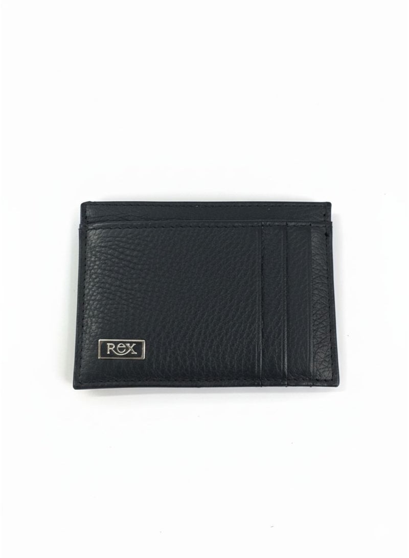 ركس محفظة كروت جلدية رفيعة مع فتحة للنقود و 6 فتحات للبطائق - تصميم عصري أسود للرجال والنساء 2239 - Image 1