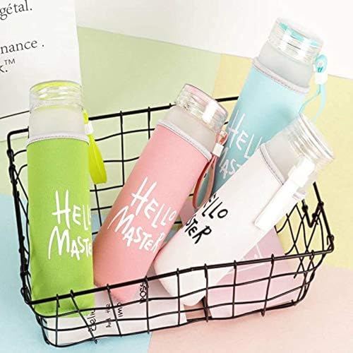 Upkaranwale Hello Master Glass water bottle, Travelling bottle, water bottles, Water Bottle for Home, Office, School, Gym, Outdoor and – Stylish Glass Bottle (500 ml) - 1 Piece (Multicolor) - Image 2