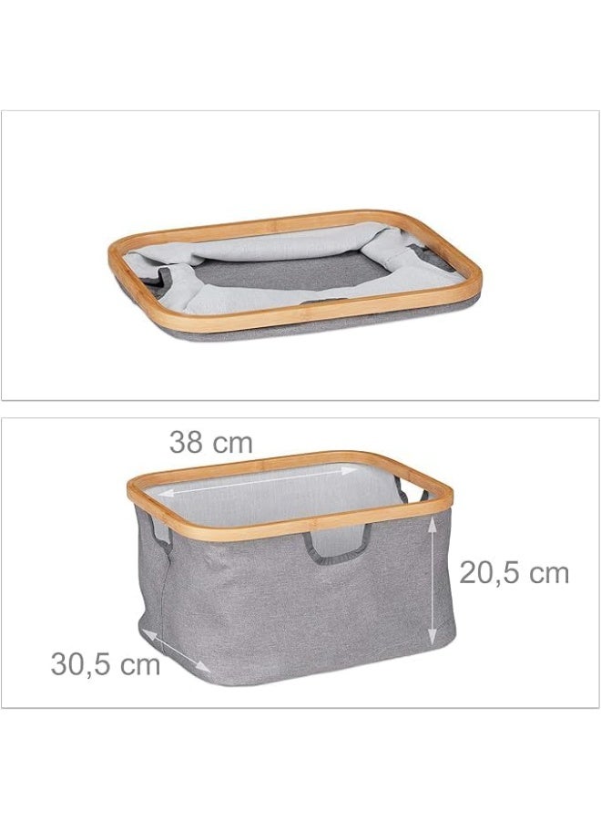 Bamboo Bathroom Storage Unit, 3-Tier Laundry Organiser with Grey Fabric Drawers, 96 x 44 x 34.5 cm, Natural - Image 3