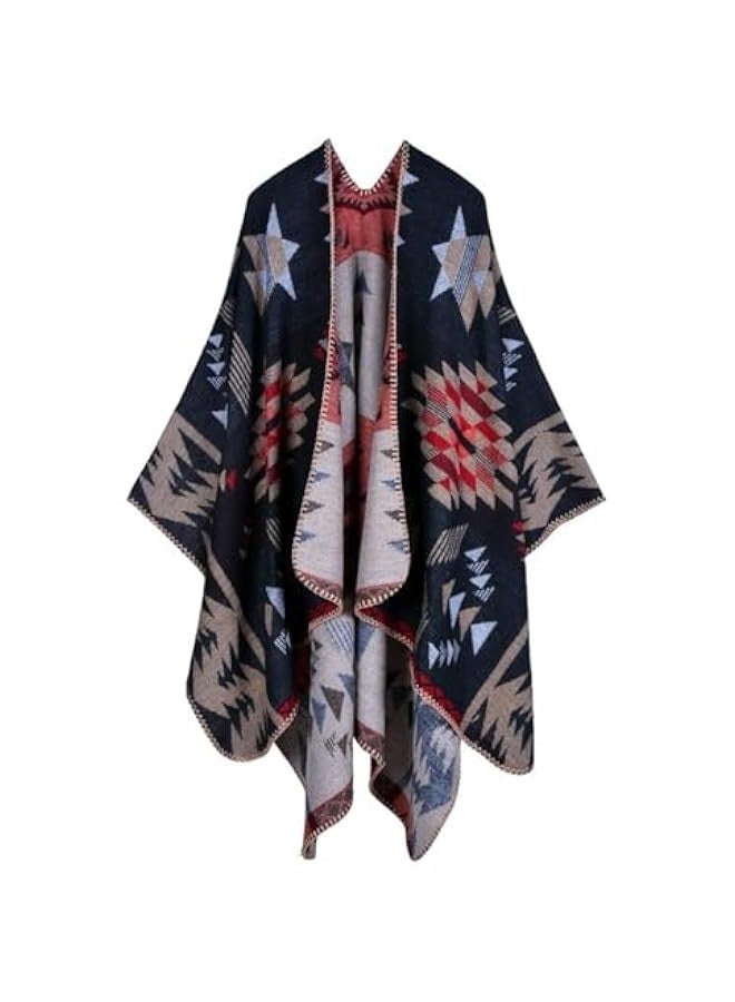 TRASSLE Women's Shawl Wraps Open Front Poncho Cape Oversized Sweaters Casual Cardigan Shawls for Fall Winter  - Image 1