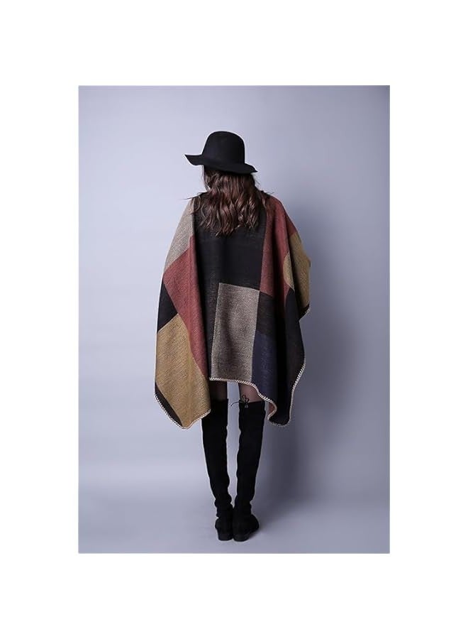 TRASSLE Women's Shawl Wraps Open Front Poncho Cape Oversized Sweaters Casual Cardigan Shawls for Fall Winter  - Image 4