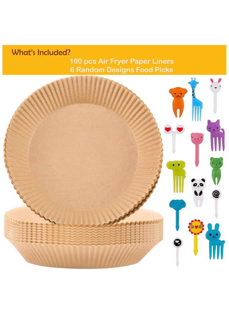The BZ Company (( Extra Thick 100 Pcs )) Air Fryer Paper Liners - Parchment Paper for Baking - Air Fryer Liner - Disposable Papers Non-Stick Papers for Air Fryer , Steamer , Microwave & Oven with 6 Random Food Forks  - Image 2