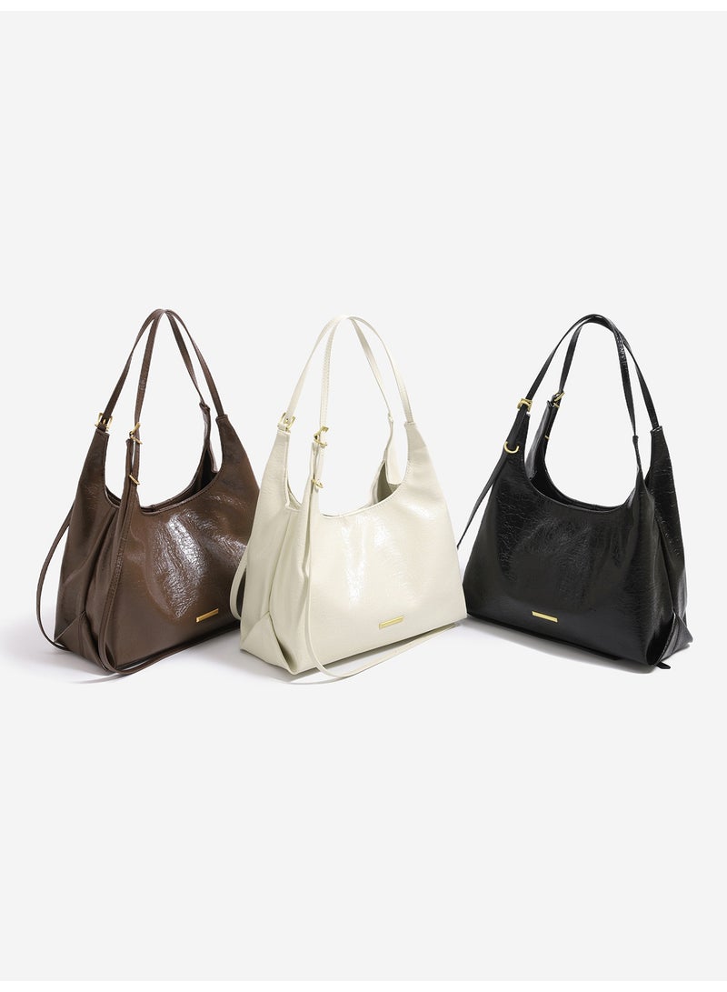 Women's Cracked Wax Leather Hobo Bag - Vintage Style Shoulder & Crossbody Handbag - Image 4