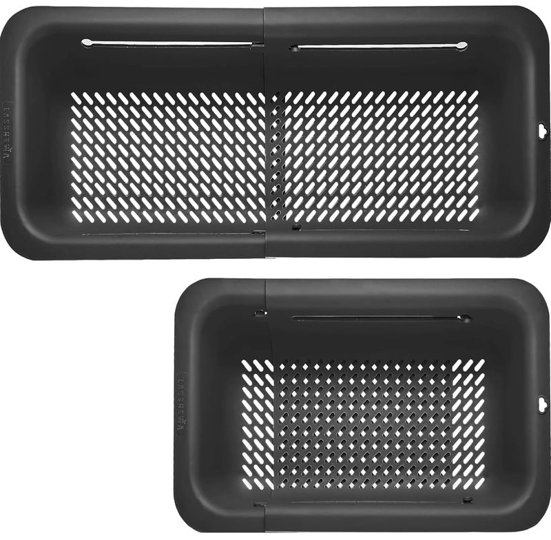 LASSHSWA Collapsible Colander for Kitchen, Over the Sink Strainer Basket for Kitchen, Fruit Pasta Food Strainer Expandable Plastic Colander BPA Free (Black) - Image 1