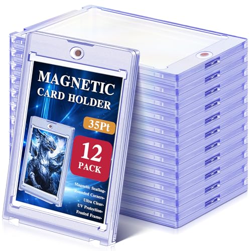 Kitoyz 12 ct Magnetic Card Holder for Trading Cards 35PT Baseball Card Case Sports Card Protectors Magnet Top Loaders with UV Protection Fit for Game CardsFootball Cards - Image 1