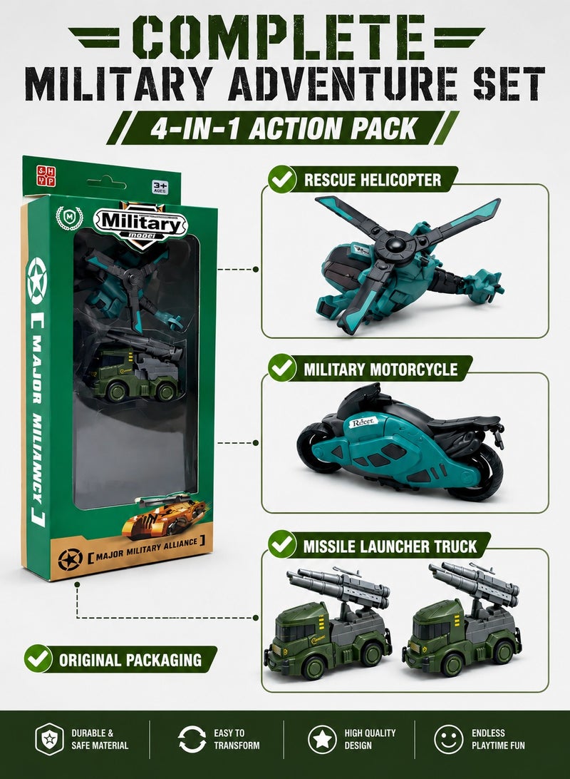 4 pieces Major military alliance military model armed forces 1 helicopter, 1 bike, 2 military missile truck - Image 4