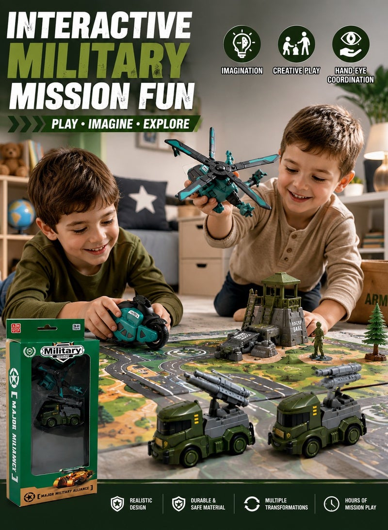 4 pieces Major military alliance military model armed forces 1 helicopter, 1 bike, 2 military missile truck - Image 2