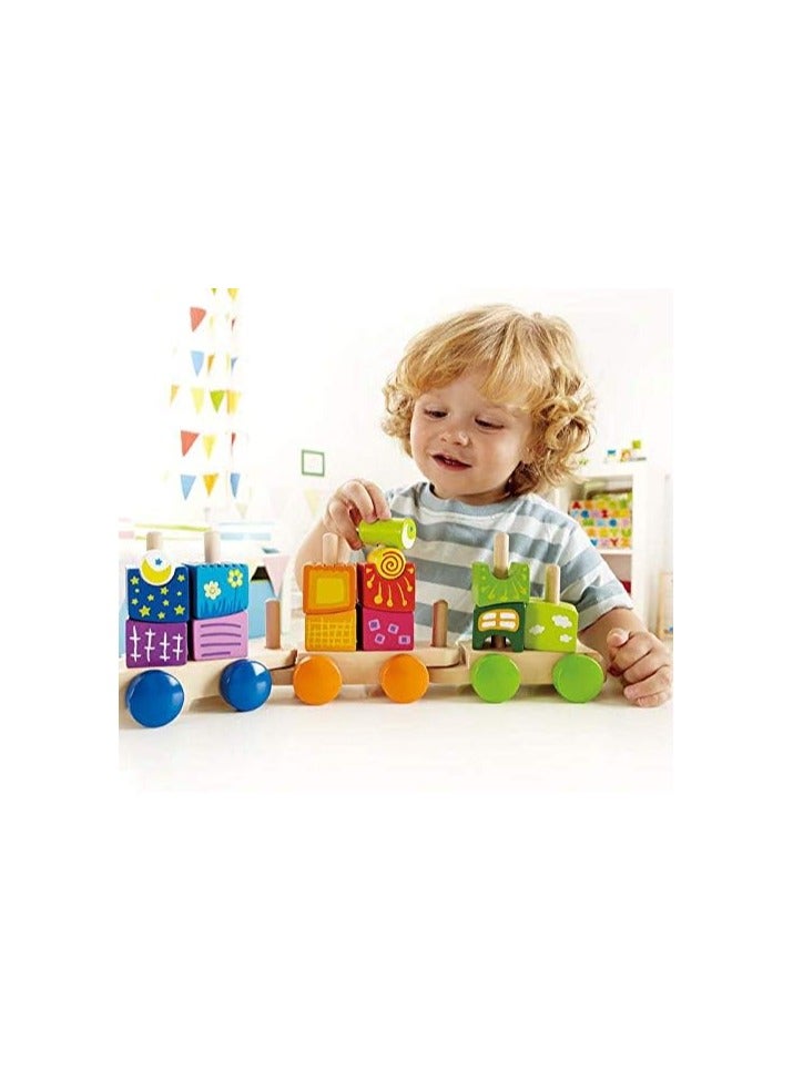 هيب Hape Wooden Fantasia Blocks and Train Cars - Set of 17pcs - Image 2