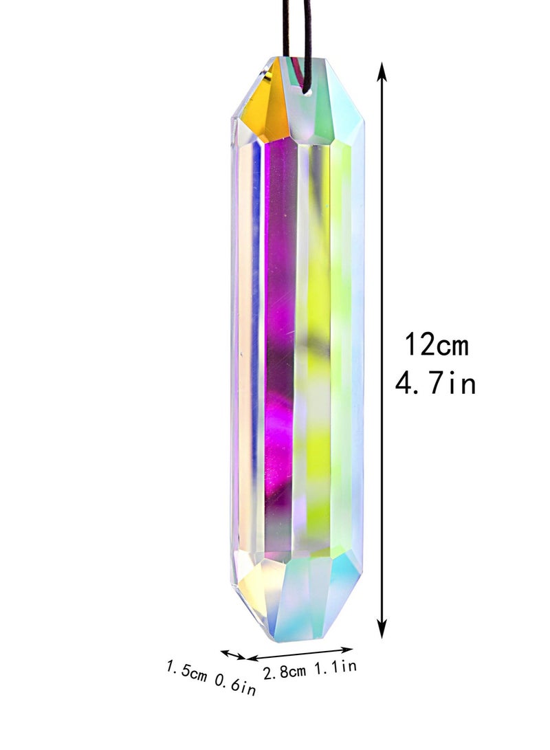Hanging Chandelier Crystals - AB-Color Hexagon Prisms for Suncatchers, Home Decor & DIY Crafts, Premium Quality Crystal Pendants (120mm) - Set of 2 Pieces - Image 3