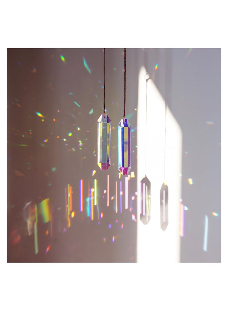 Hanging Chandelier Crystals - AB-Color Hexagon Prisms for Suncatchers, Home Decor & DIY Crafts, Premium Quality Crystal Pendants (120mm) - Set of 2 Pieces - Image 5