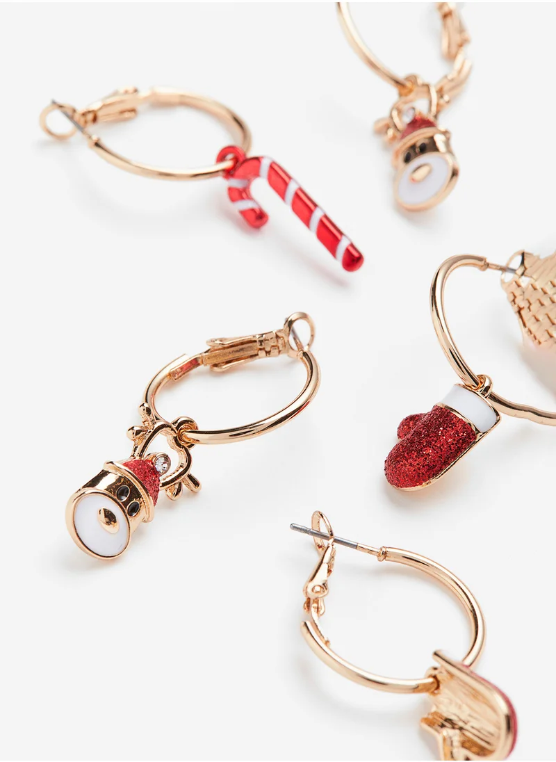 H&M 3 Pairs Pendant Hoop Earrings