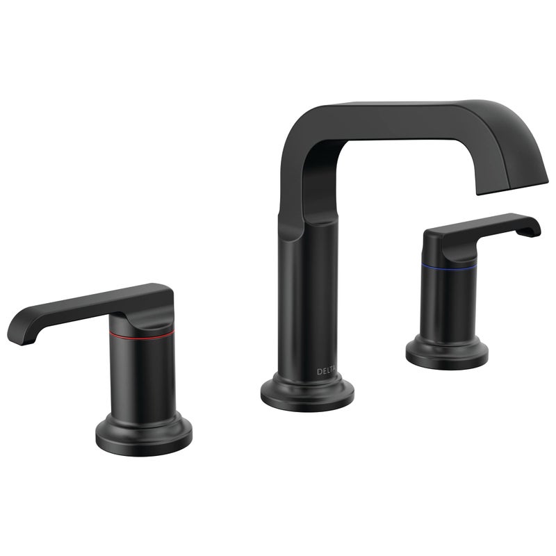 Delta Faucet Tetra Matte Black Widespread Bathroom Faucet 3 Hole Black Bathroom Faucet for Bathroom Sink Bathroom Sink Faucet Diamond Seal Technology Metal Drain Assembly Matte Black 35589BLDST - Image 2