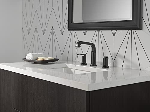 Delta Faucet Tetra Matte Black Widespread Bathroom Faucet 3 Hole Black Bathroom Faucet for Bathroom Sink Bathroom Sink Faucet Diamond Seal Technology Metal Drain Assembly Matte Black 35589BLDST - Image 3
