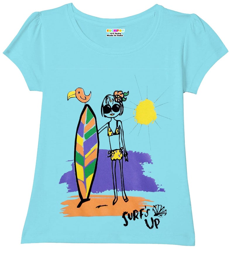 Kuchipoo Girls Regular Fit Cotton Blend T-Shirt (KUC-TSHRT-115-6-7 Years, Multi-Colored, 6-7 Years, Pack of 5) - Image 3