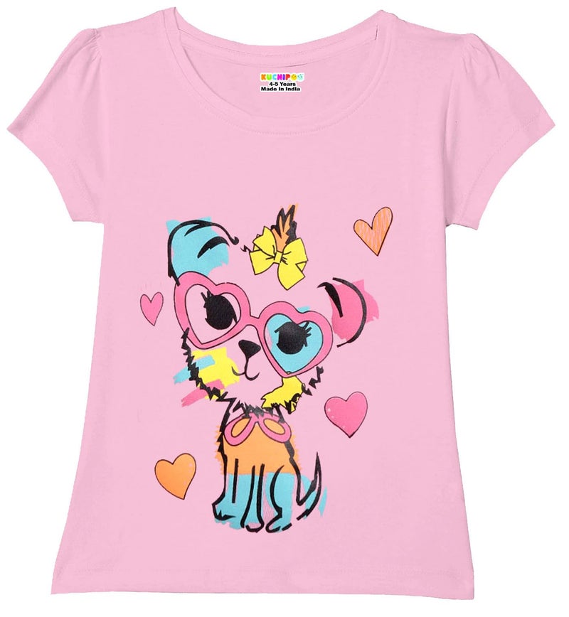 Kuchipoo Girls Regular Fit Cotton Blend T-Shirt (KUC-TSHRT-115-6-7 Years, Multi-Colored, 6-7 Years, Pack of 5) - Image 4