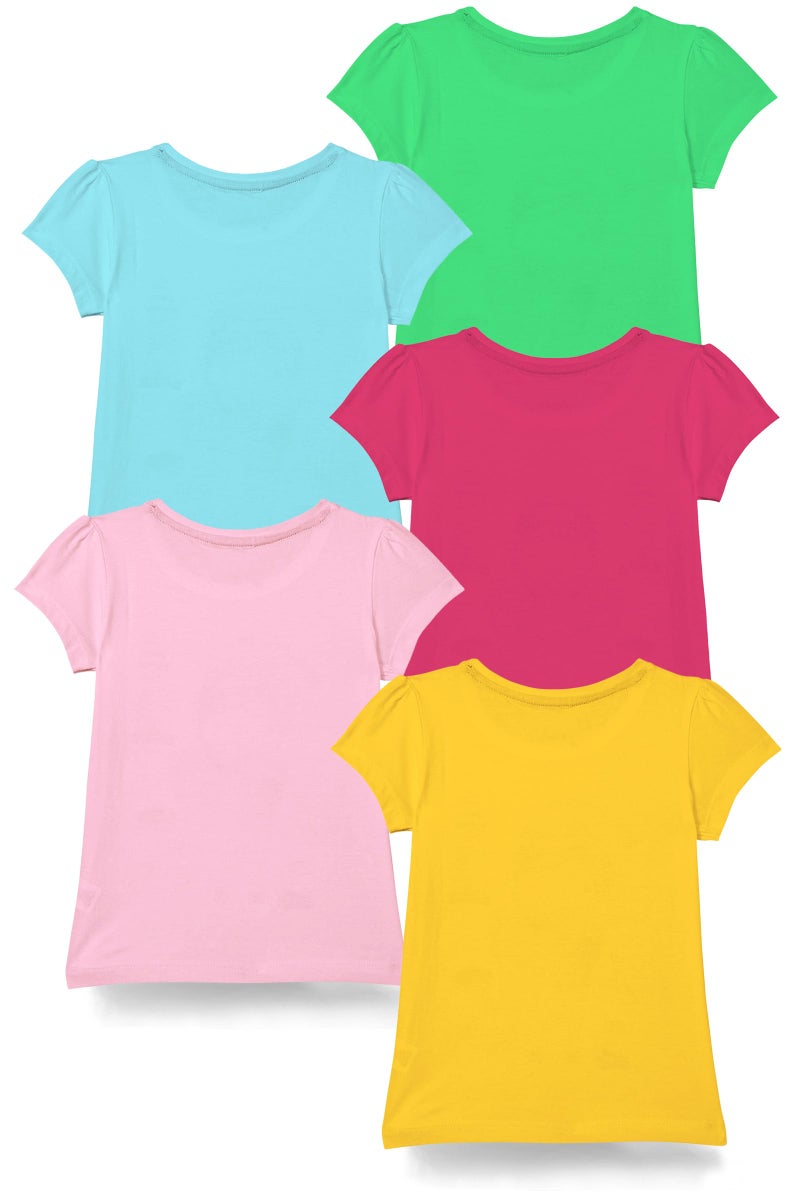 Kuchipoo Girls Regular Fit Cotton Blend T-Shirt (KUC-TSHRT-115-6-7 Years, Multi-Colored, 6-7 Years, Pack of 5) - Image 2