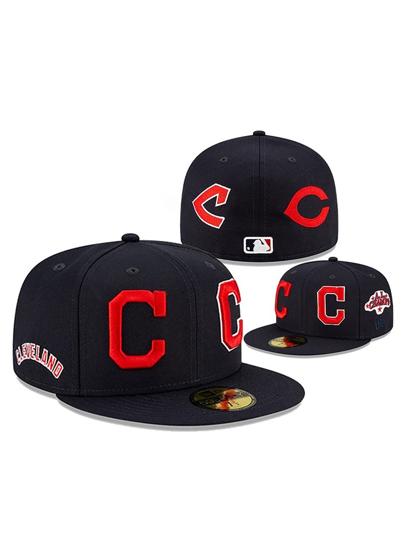 NEW ERA Cleveland Team Fitted Hat - AA Grade, Black with Red Emblems-58.7cm 