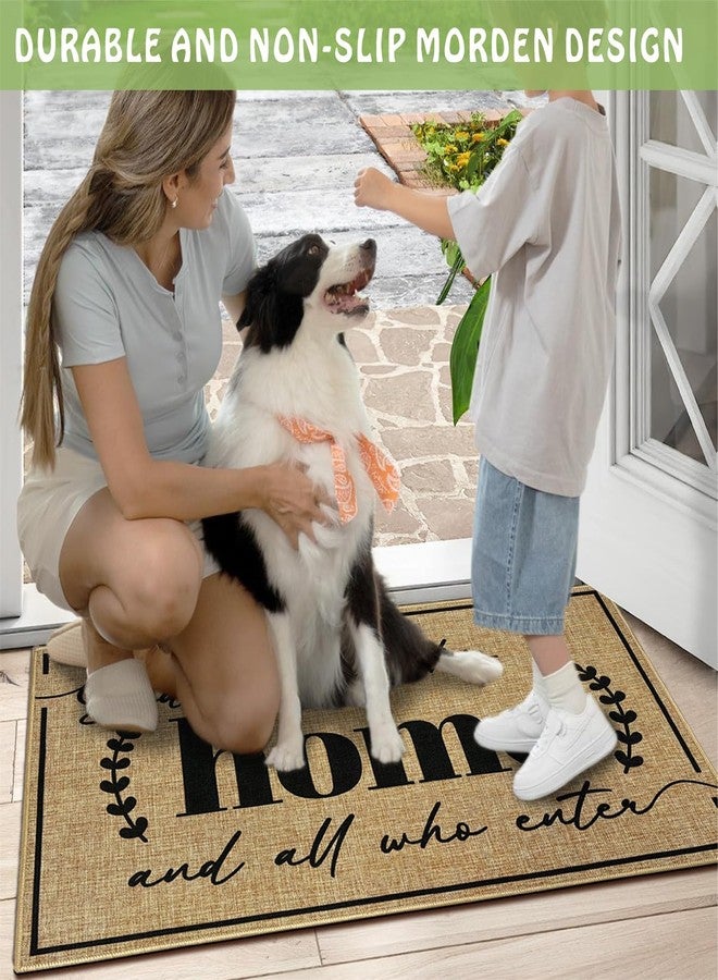 Easma Door Mat Home Mats for Front Door Indoor Outdoor Entrance Welcome Mats with Non-Slip Backing God Bless Mat for Family Housewarming Gifts Durable Porch Hallway Floor Rugs Home Decoration 16.9"x29.9" - Image 2
