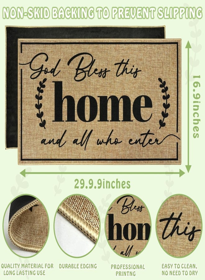 Easma Door Mat Home Mats for Front Door Indoor Outdoor Entrance Welcome Mats with Non-Slip Backing God Bless Mat for Family Housewarming Gifts Durable Porch Hallway Floor Rugs Home Decoration 16.9"x29.9" - Image 4
