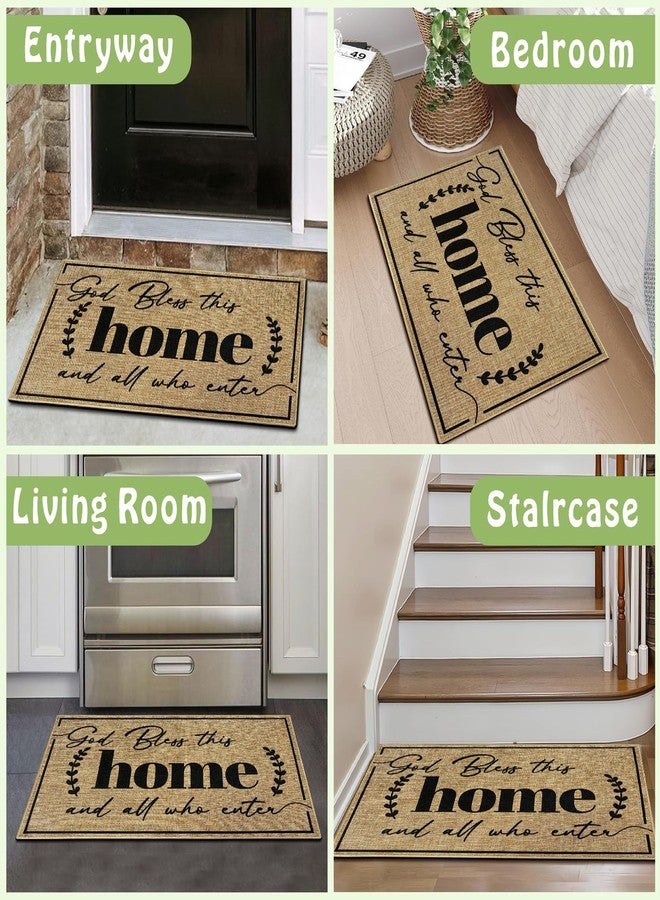 Easma Door Mat Home Mats for Front Door Indoor Outdoor Entrance Welcome Mats with Non-Slip Backing God Bless Mat for Family Housewarming Gifts Durable Porch Hallway Floor Rugs Home Decoration 16.9"x29.9" - Image 5