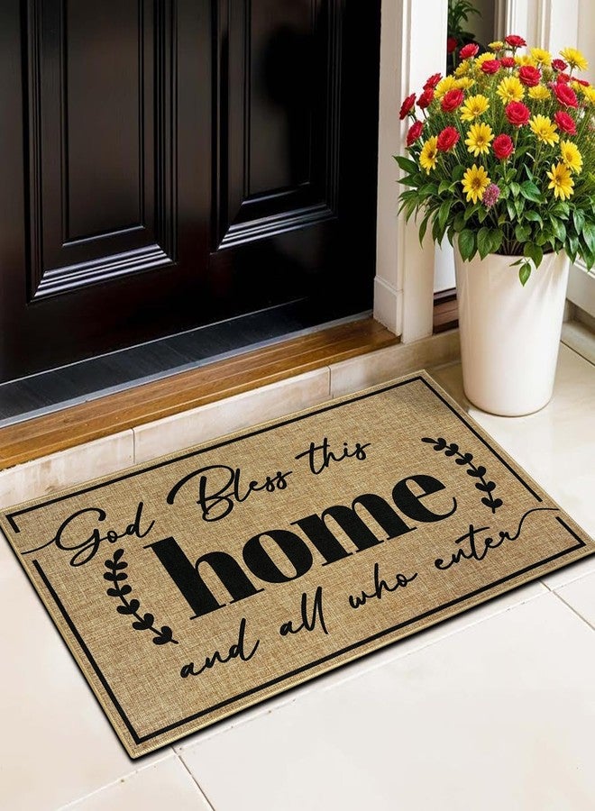 Easma Door Mat Home Mats for Front Door Indoor Outdoor Entrance Welcome Mats with Non-Slip Backing God Bless Mat for Family Housewarming Gifts Durable Porch Hallway Floor Rugs Home Decoration 16.9"x29.9" - Image 1