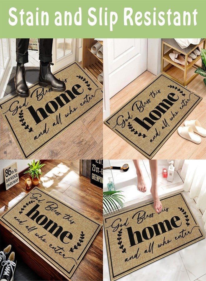 Easma Door Mat Home Mats for Front Door Indoor Outdoor Entrance Welcome Mats with Non-Slip Backing God Bless Mat for Family Housewarming Gifts Durable Porch Hallway Floor Rugs Home Decoration 16.9"x29.9" - Image 3