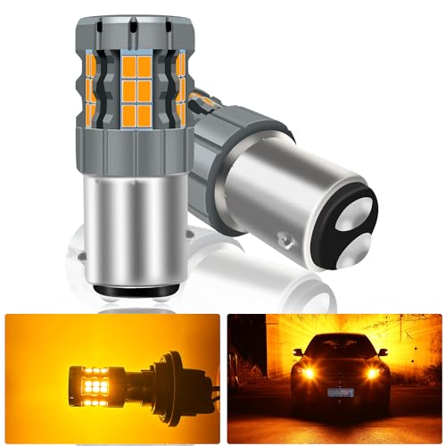 UPXSXT 2Pcs 1157 BAY15D P21/5W LED Turn Signal Light Bulb Amber, 2057 2357 7528 CANBUS Error Free Anti Hyper Flash Replacement Bulb Super Bright 30-SMD 25W 4000LM - Image 1