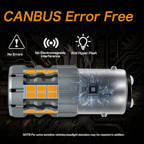 UPXSXT 2Pcs 1157 BAY15D P21/5W LED Turn Signal Light Bulb Amber, 2057 2357 7528 CANBUS Error Free Anti Hyper Flash Replacement Bulb Super Bright 30-SMD 25W 4000LM - Image 5
