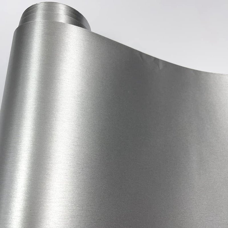 LZLRUN Brushed Metallic Steel Vinyl Wrap Roll with Air Release Technology DIY Styling Adhesive Decal Wrapping Car Accessories (Silver, 1.65ft x 5ft) - Image 3
