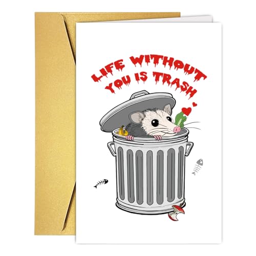 Bhiosng Funny Possum Anniversary Card for Him Her, Humorous Valentines Day&Anniversary Card Gift for Husband Wife Boyfriend Girlfriend Partner, Unique Love You Card for Couple Women Men - Image 1