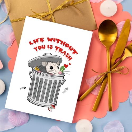Bhiosng Funny Possum Anniversary Card for Him Her, Humorous Valentines Day&Anniversary Card Gift for Husband Wife Boyfriend Girlfriend Partner, Unique Love You Card for Couple Women Men - Image 4
