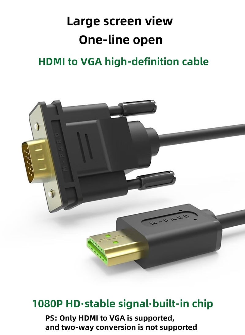 M-PARD 1.8M HDMI to VGA Cable, Uni-Directional HDMI Computer to VGA Monitor Cable (Male to Male) Compatible for Computer, Desktop, Laptop, PC, Monitor, Projector, HDTV, Roku, Xbox - Image 2