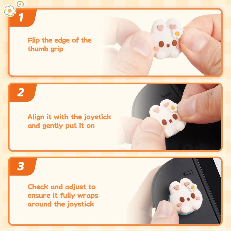 GeekShare 4PCS Thumb Grip Caps for Switch 2, Cute Silicone Joystick Caps Soft Thumbstick Cover Compatible with Switch 2025 - Rabbit & Carrot - Image 3