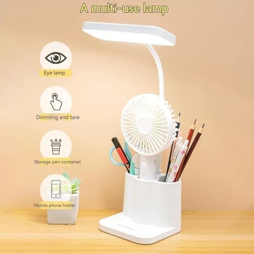 One94Store 3-in-1 LED Desk Lamp with Pen & Phone Holder – USB Rechargeable Study Lamp with Touch Sensor, 3 Light Modes, Eye Protection & Warm White Night Light for Bedroom, Office & Home - Image 2