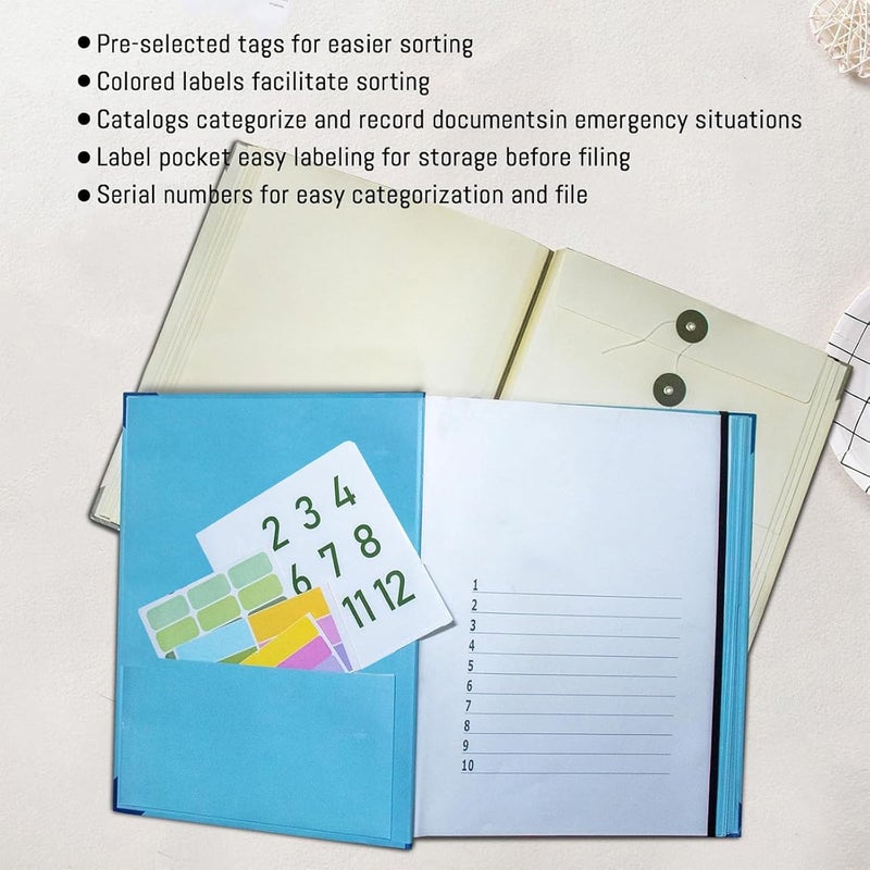 VOLMATE Folio Document Organizer with Labels: Family Emergency Binder with Pockets, Life Binder Kit for Important Documents & Personal Files (Blue) - Image 3