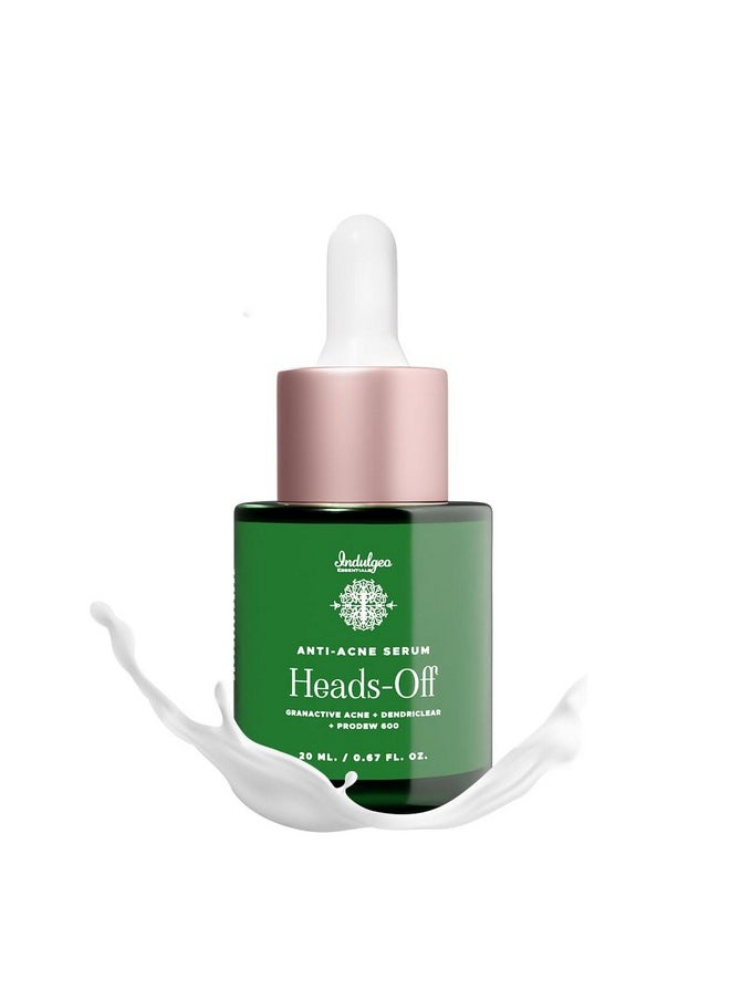 Indulgeo ESSENTIALS Heads Off - Anti Acne Face Serum For Glowing Skin | Lightweight, Reduces Comedones, Acne, Whiteheads, And Blackheads | Provide Clear & Hydrated Skin For Men & Women| 20Ml  - Image 1