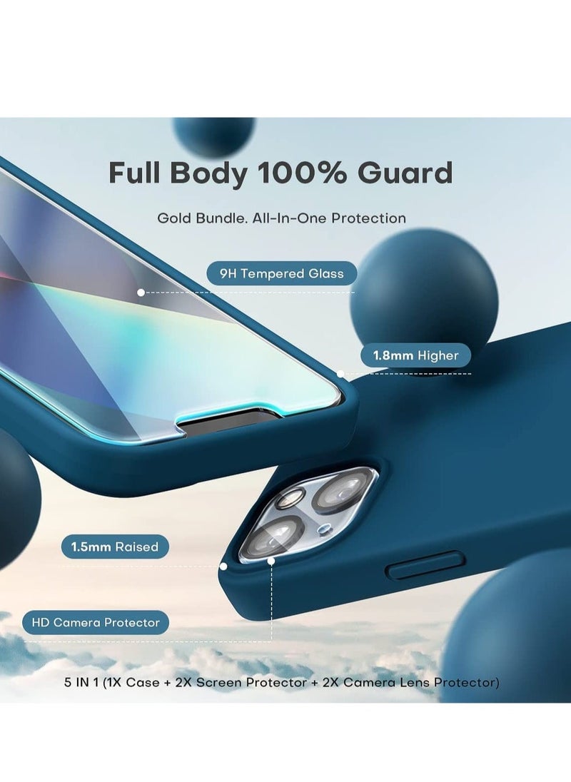 Raxoom 5 in 1 Designed for iPhone 14 Plus Case, with 2 Pack Screen Protector + 2 Pack Camera Lens Protector, Liquid Silicone Ultra Slim Shockproof Protective Phone Case 6.7 - Image 5