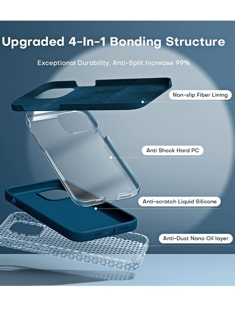 Raxoom 5 in 1 Designed for iPhone 14 Plus Case, with 2 Pack Screen Protector + 2 Pack Camera Lens Protector, Liquid Silicone Ultra Slim Shockproof Protective Phone Case 6.7 - Image 3