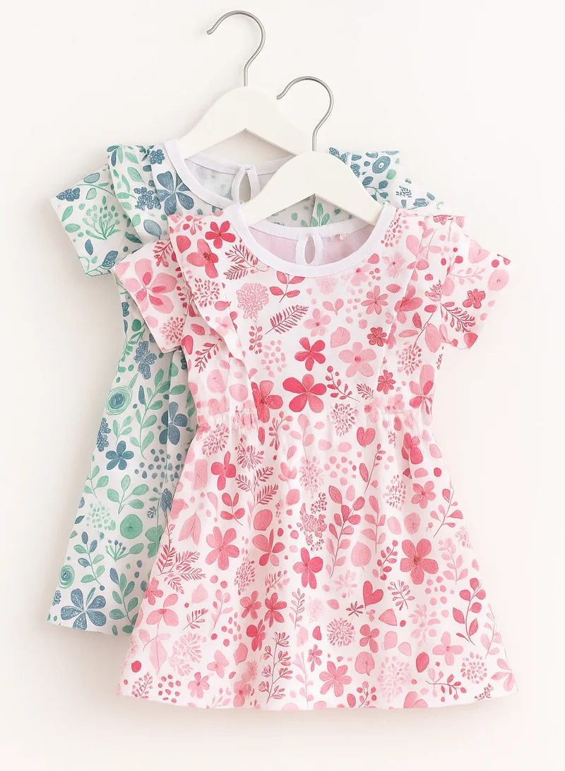 victor and jane Girls Summer Dress- Floral Print with Ruffle Sleeves