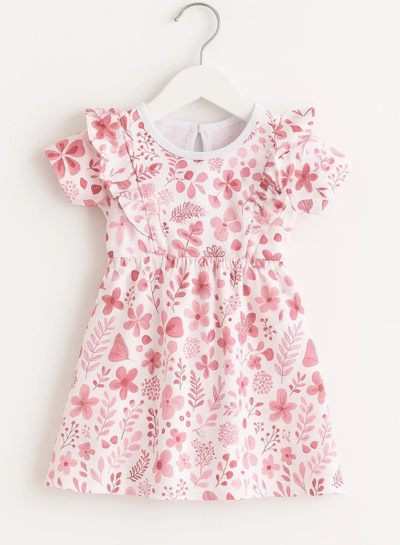 victor and jane Girls Summer Dress- Floral Print with Ruffle Sleeves