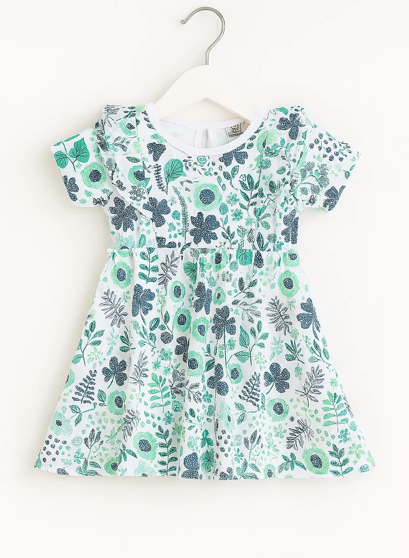 victor and jane Girls Summer Dress- Floral Print with Ruffle Sleeves