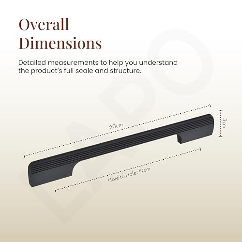 LAPO 4 Piece Drawer Handle for Kitchen, 8 Inch Cabinet Handles for Wardrobe, Pulls for Cupboard, Almirah, Pooja Mandir (200mm, Black Finish, 3 Years Warranty) M-FB - Image 2