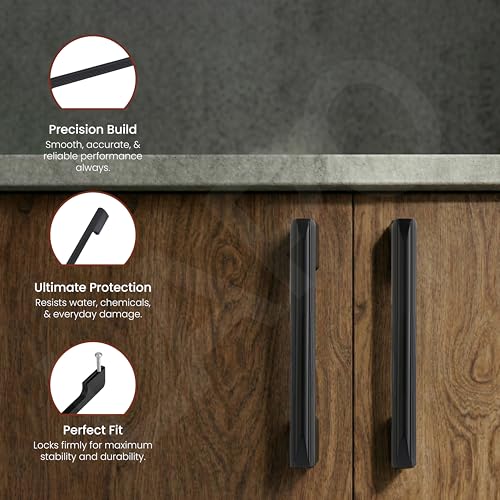 LAPO 4 Piece Drawer Handle for Kitchen, 8 Inch Cabinet Handles for Wardrobe, Pulls for Cupboard, Almirah, Pooja Mandir (200mm, Black Finish, 3 Years Warranty) M-FB - Image 4