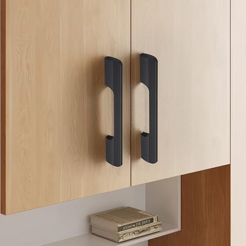 LAPO 4 Piece Drawer Handle for Kitchen, 8 Inch Cabinet Handles for Wardrobe, Pulls for Cupboard, Almirah, Pooja Mandir (200mm, Black Finish, 3 Years Warranty) M-FB - Image 1